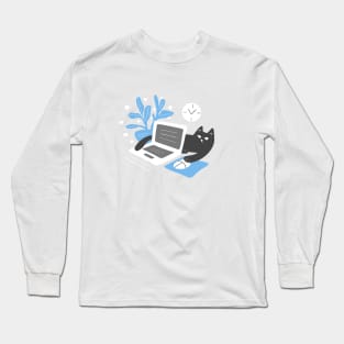 Cat and a laptop Long Sleeve T-Shirt